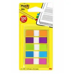 Haftstreifen Post-it 683-5CB2 Index Mini 11,9 x 43,2 mm 5x20Streifen im Etui