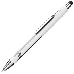 Kugelschreiber Schneider 138701 Epsilon Touch XB, Wechselmine, Druckmechanik, Touchpen, weiß-silber, dokumentenecht, Schreibfarbe blau