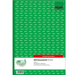 Kassenbuch Sigel SD056 A4 SD 2x40Blatt für EDV-Erfassung selbstdurchschreibend