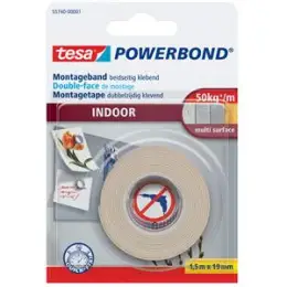 Montageband Tesa 55740-00001-02 Powerbond Indoor 1,5x19mm hält bis zu 50kg/m²