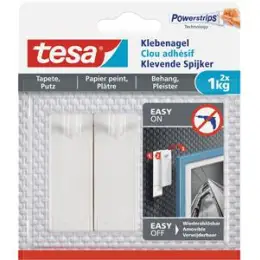 Klebenagel Tesa 77773-00000-00 Powerstrips bis 1kg weiß, Pack 2 Stk