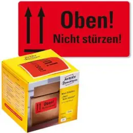 Warnetiketten Avery Zweckform 7214 Oben! Nicht stürzen! 100 x 50 mm neonrot, Rolle 200 Stk