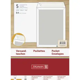 Versandtasche Brunnen 10-53445 1053445 B4 ohne Fenster/haftklebend weiß 120g, Pack 5 Stk