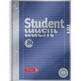 Collegeblock Brunnen 10-67127 1067127 Student Premium A4, liniert, Lineatur 27, 80 Blatt, blau-metallic, 2 Randlinien