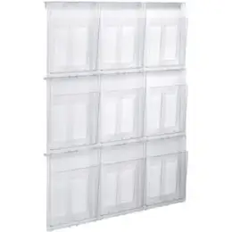 Wand-Prospekthalter Helit H6812102 placativ Wandset 9 x A4 hoch glasklar