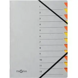 Ordnungsmappe Pagna 44312-12 Easy Grey 12-Fächer orange Pressspan, Pack 5 Stk