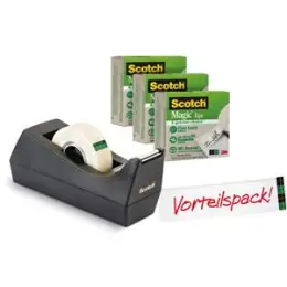 Klebefilm-Tischabroller Scotch 900C38G3 C38 Promotion schwarz inkl. 3 Rollen Magic Klebeband