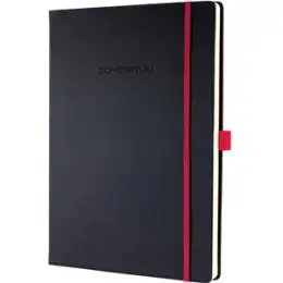 Notizbuch Sigel CO661 Conceptum Red Edition A4 liniert Hardcover schwarz, Pack 3 Stk