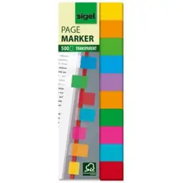 Haftmarker Sigel HN684 Multicolor 12,5x44mm farbig sortiert Folie 50Blatt/Block, Pack 10 Blöcke