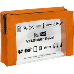 Reißverschlusstasche Veloflex 2705330 Velobag Travel A5 230 x 160 mm, PVC, transparent, orange, Pack 6 Stk