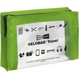 Reißverschlusstasche Veloflex 2705341 Velobag Travel A5 230 x 160 mm, PVC, transparent, grün, Pack 6 Stk