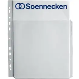 Prospekthüllen Soennecken 126117103 1601 A4 PP mit 2/3 Faltentasche 180my genarbt, Pack 5 Stk