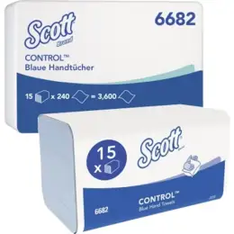Papierhandtücher Kimberly-Clark 6682 Scott Control blau 1-lagig 20x31,5cm Interfold, Pack 3600 Stk