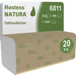 Papierhandtücher Kimberly-Clark 6811 Scott Hostess Natura Z/Z 25x23cm 2-lagig, Pack 20 x 180 Stk